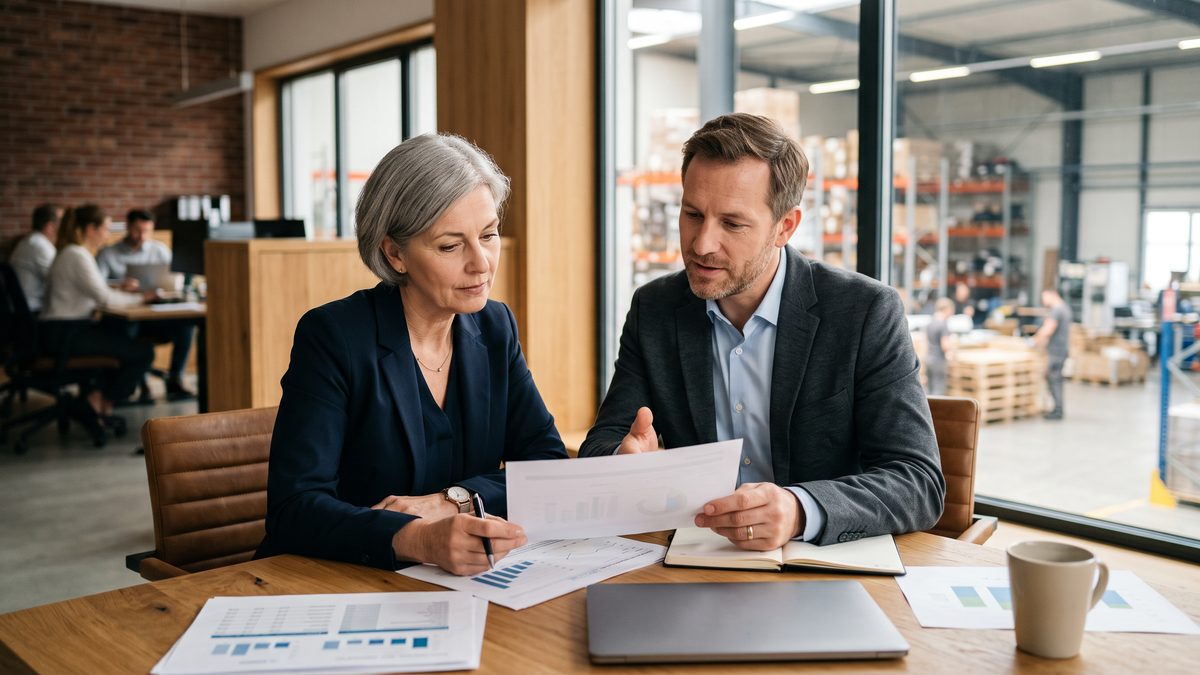 Due soci in riunione in un ufficio